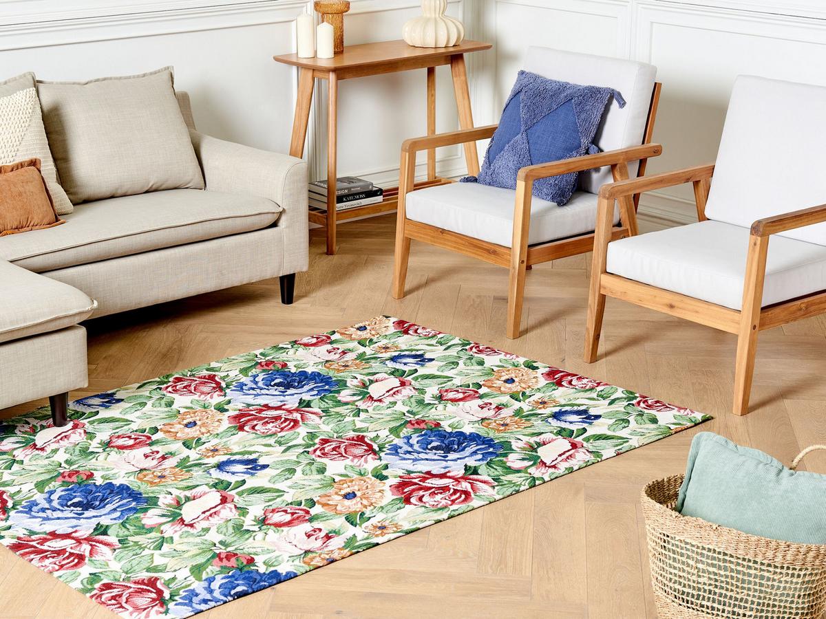 TEPPICH geflochten Farwan 200/140 cm - Multicolor, Textil (140/200cm) - Beliani