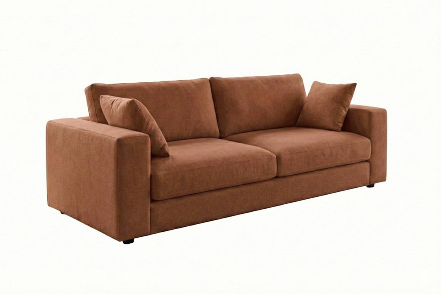SOFA AMINA Braun Flachgewebe - Schwarz/Braun, Buchenholz/Textil (228/82/101cm) - KAWOLA