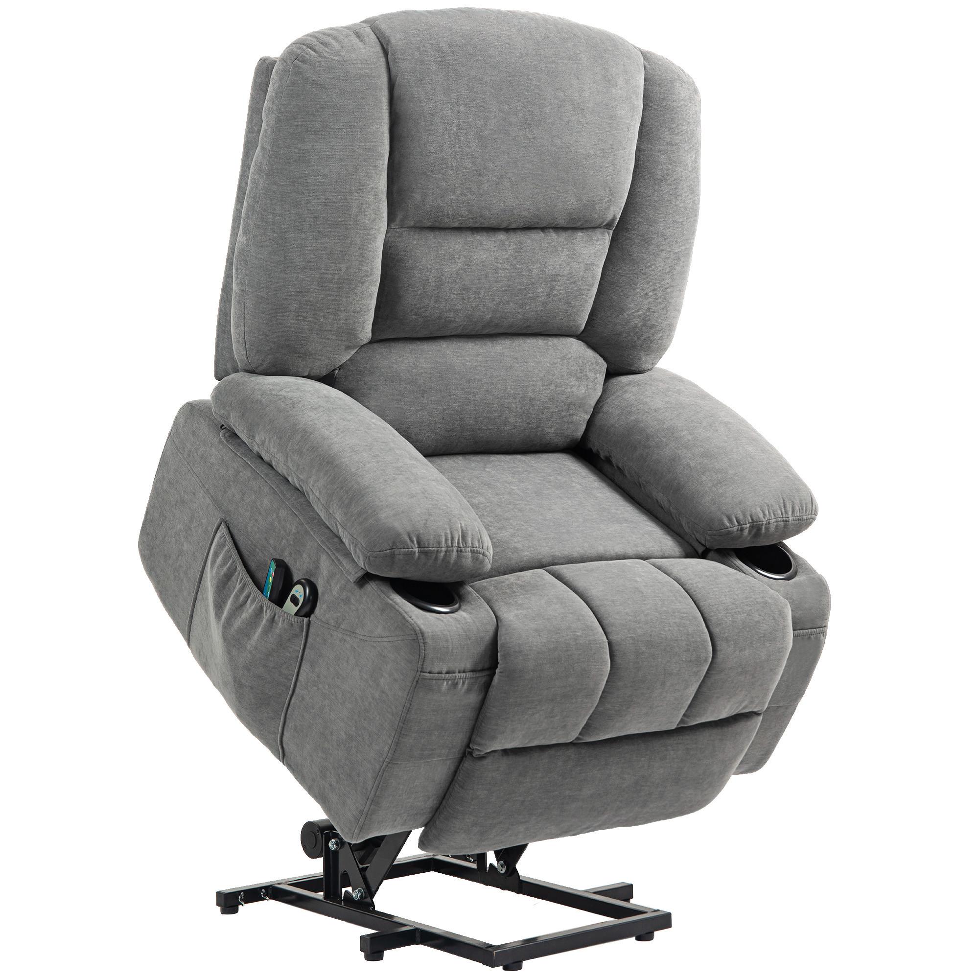 FERNSEHSESSEL mit Aufstehhilfe Elektrisch Relaxsessel mit Liegefunktion - Dunkelgrau, Textil (90/102/97cm) - HOMCOM