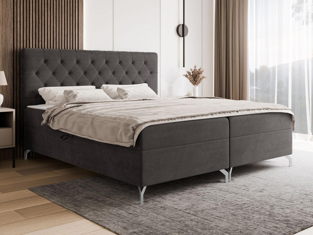 BOXBETT Guilette - H3 - Dunkelgrau/Silberfarben, Holz/Holzwerkstoff (120/200cm) - MIRJAN24