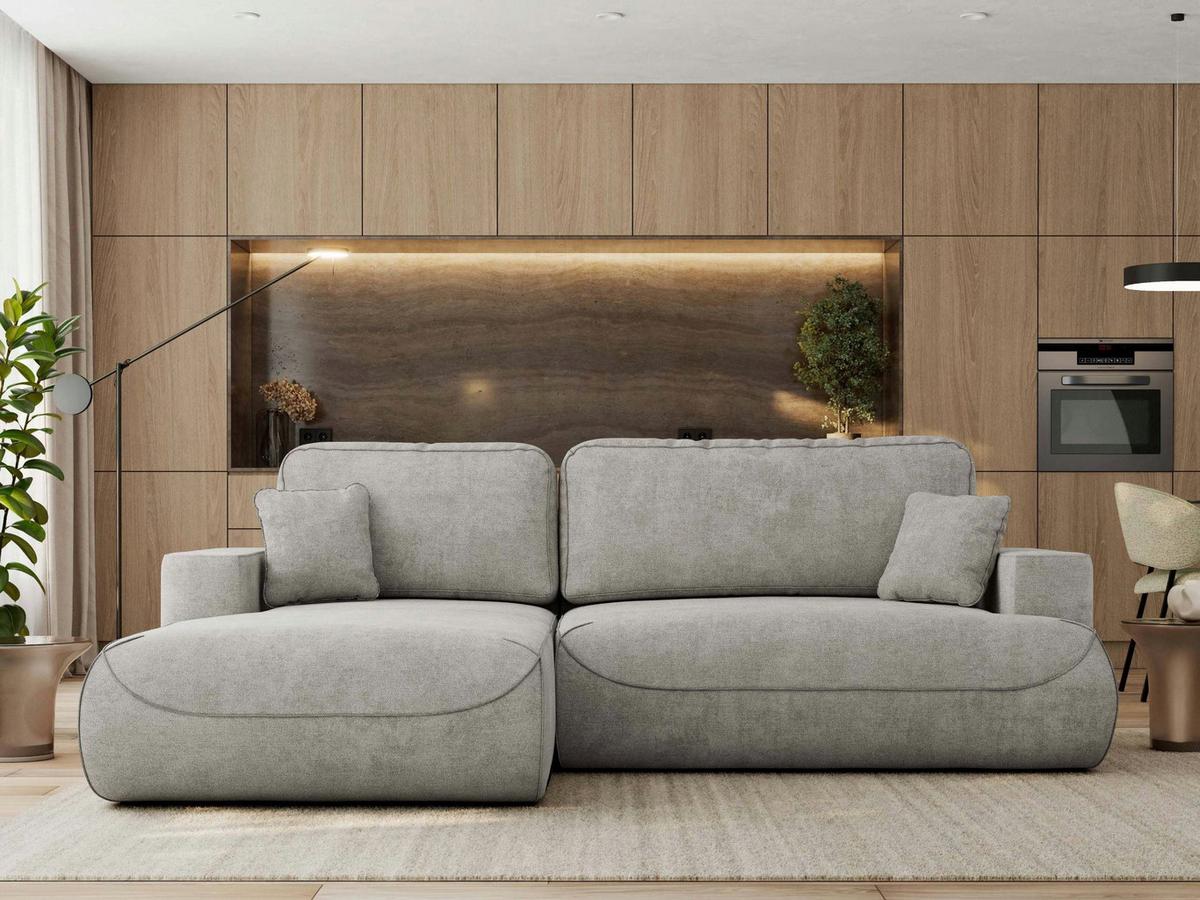 ECKSOFA OVO L Hellgrau Struktur - Links Seite - Hellgrau/Schwarz, Kunststoff/Textil (271/195cm) - MKS