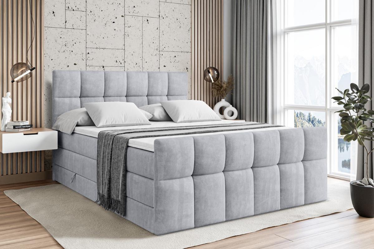 BOXSPRINGBETT RICAR-Z KING - 180 x 200 - H3/H4 - Hellgrau - Hellgrau, Holzwerkstoff (180/200cm) - ALTDECOR