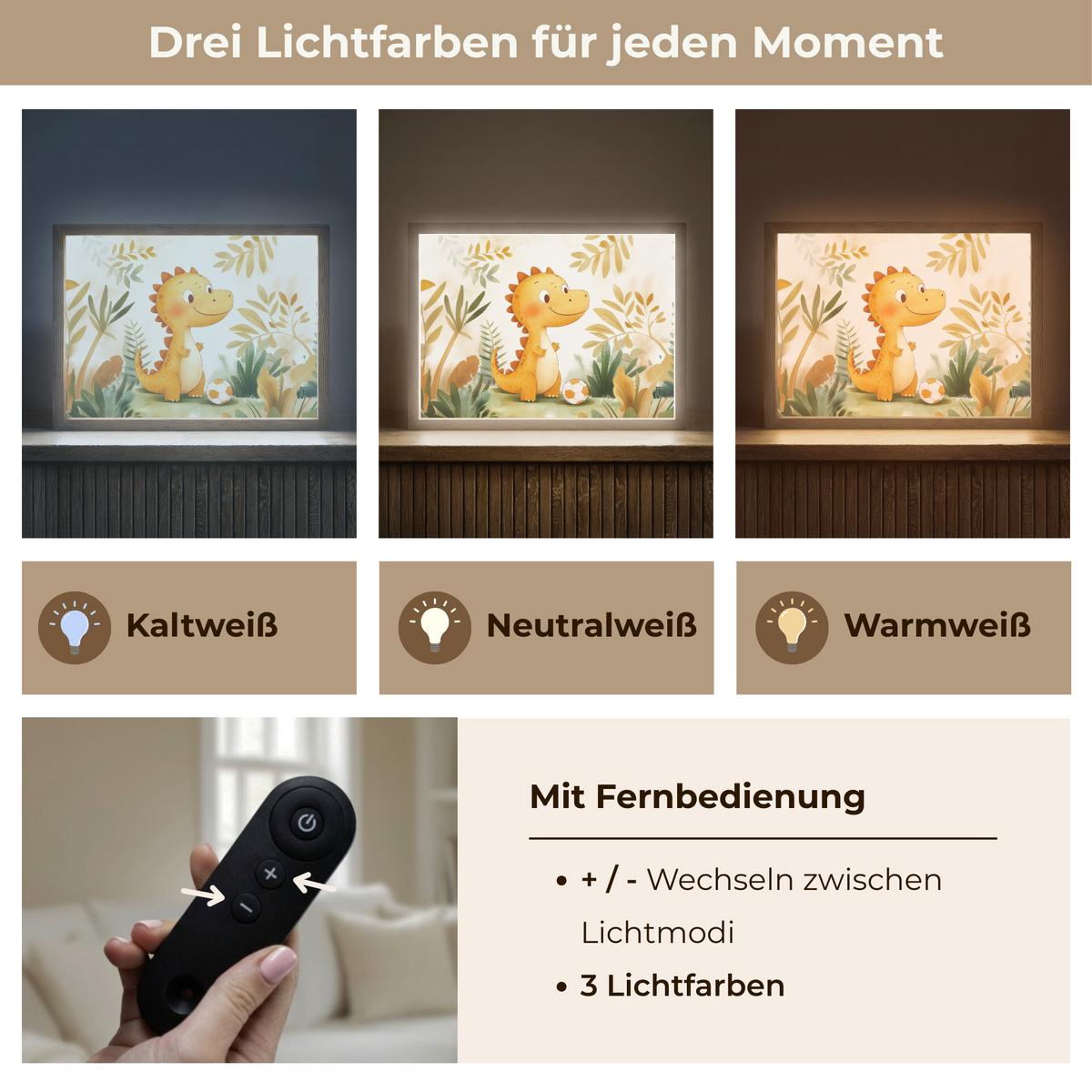 WANDLEUCHTE MIT AKKU Dino - Fußball - Orange 40x30 cm - Beige, Holzwerkstoff (40/30/8cm) - OnlyWow
