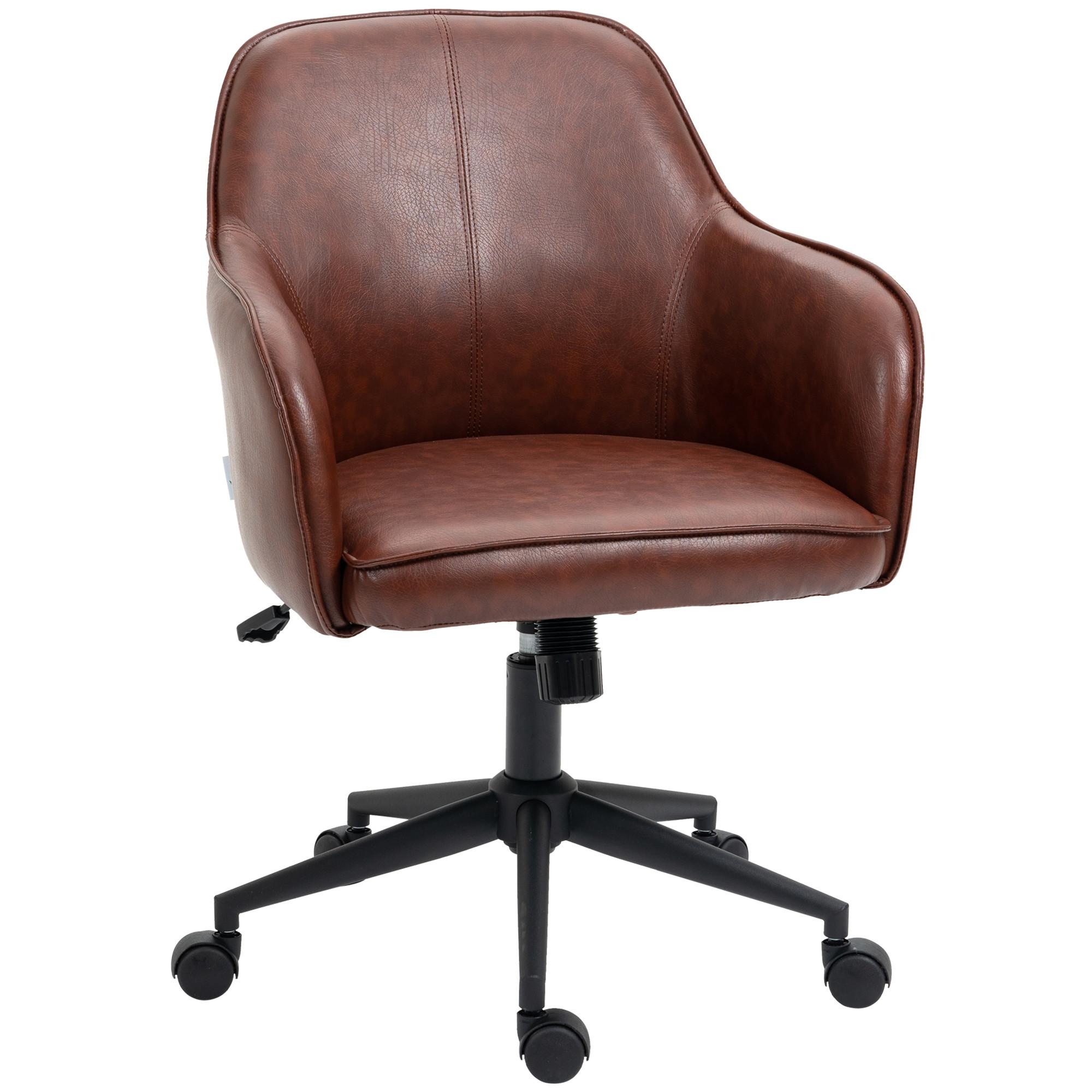 BÜROSTUHL mit Wippfunktion Höhenverstellbarer Schreibtischstuhl mit Rollen - Braun, Kunststoff (62/91/58.5cm) - Vinsetto