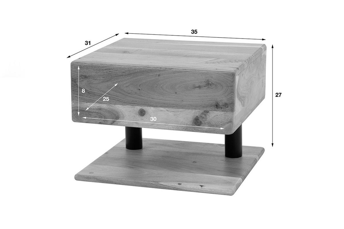 NACHTTISCH SILVEA Holz Akazie - Zwetschgeholzfarben, Holz (35/27/32cm) - KAWOLA