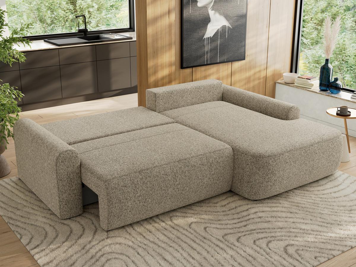 ECKSCHLAFSOFA CUBO L Dunkelbeige Struktur - rechts - Sandfarben/Beige, Kunststoff/Textil (187/273cm) - MKS