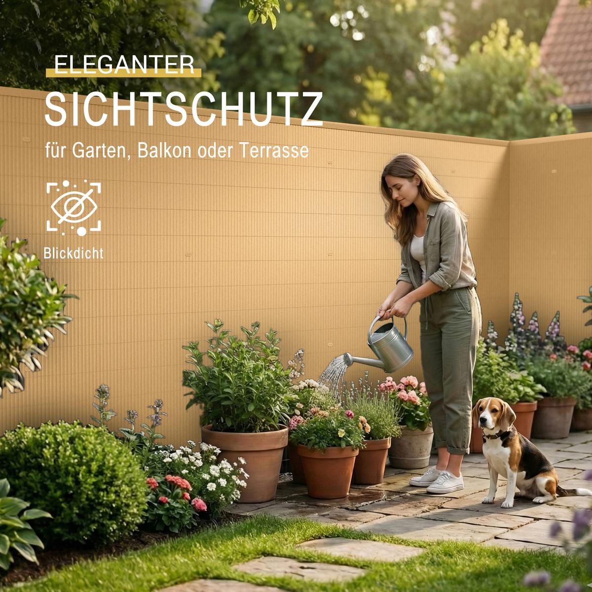 SICHTSCHUTZZAUN SolVision P12 100x300cm PVC Bambus - Naturfarben, Kunststoff (300cm) - Sol Royal
