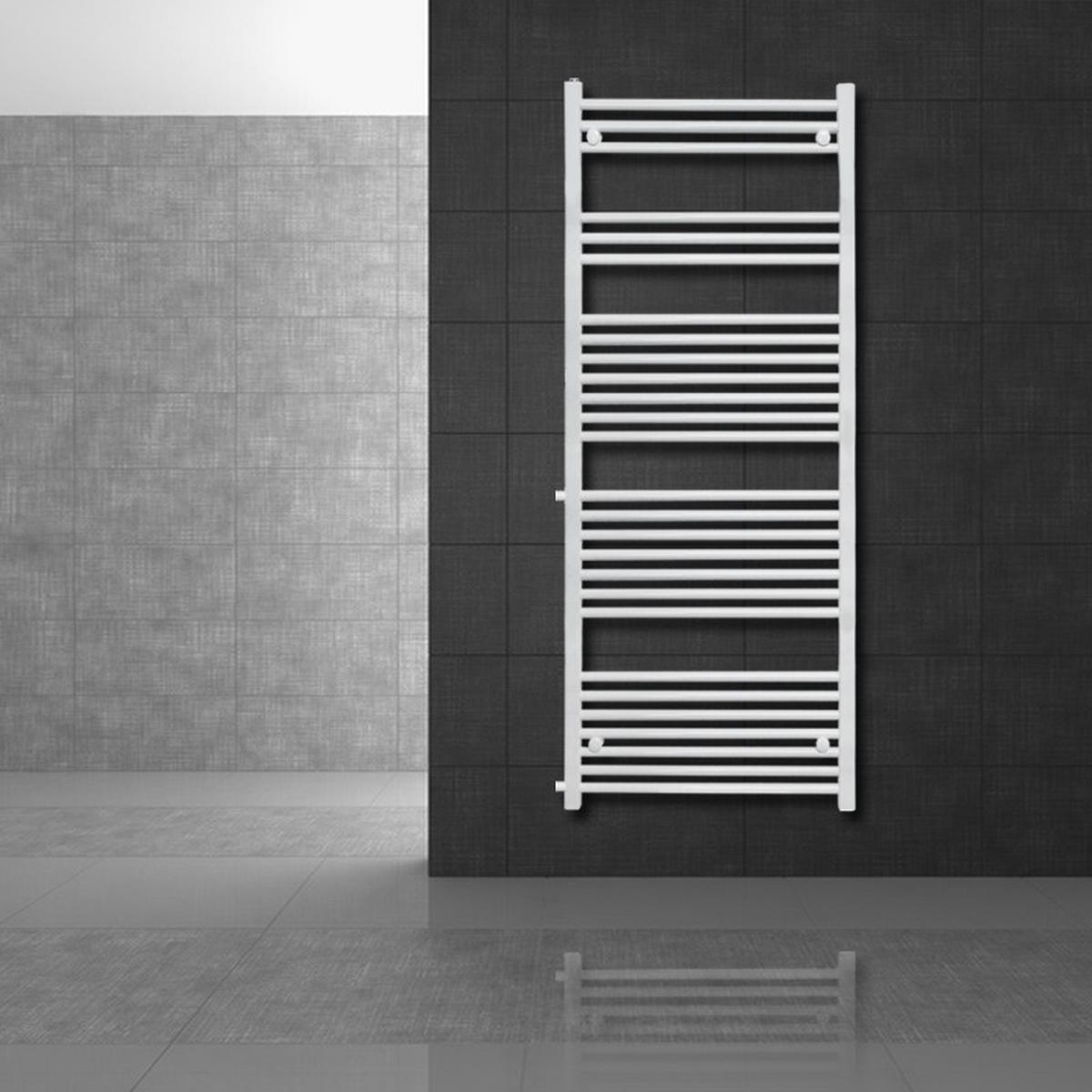 BADHEIZKÖRPER Sahara 600x1600 mm Weiß gerade mit Thermostatventil Set - Weiß, Metall (60/160/3cm) - LuxeBath