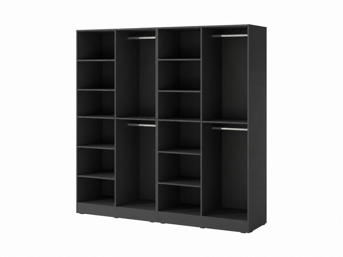 DREHTÜRENSCHRANK ATELIO 202/200/51 cm Modern Kleiderschrank 4-türig Schwarz - Schwarz, Holzwerkstoff (202/200/51cm) - MASSENO