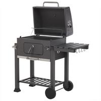 HOLZKOHLEGRILL mit Deckel Stahl grau rechteckig rollbar Pavlof - Grau, Metall (79/107/49cm)