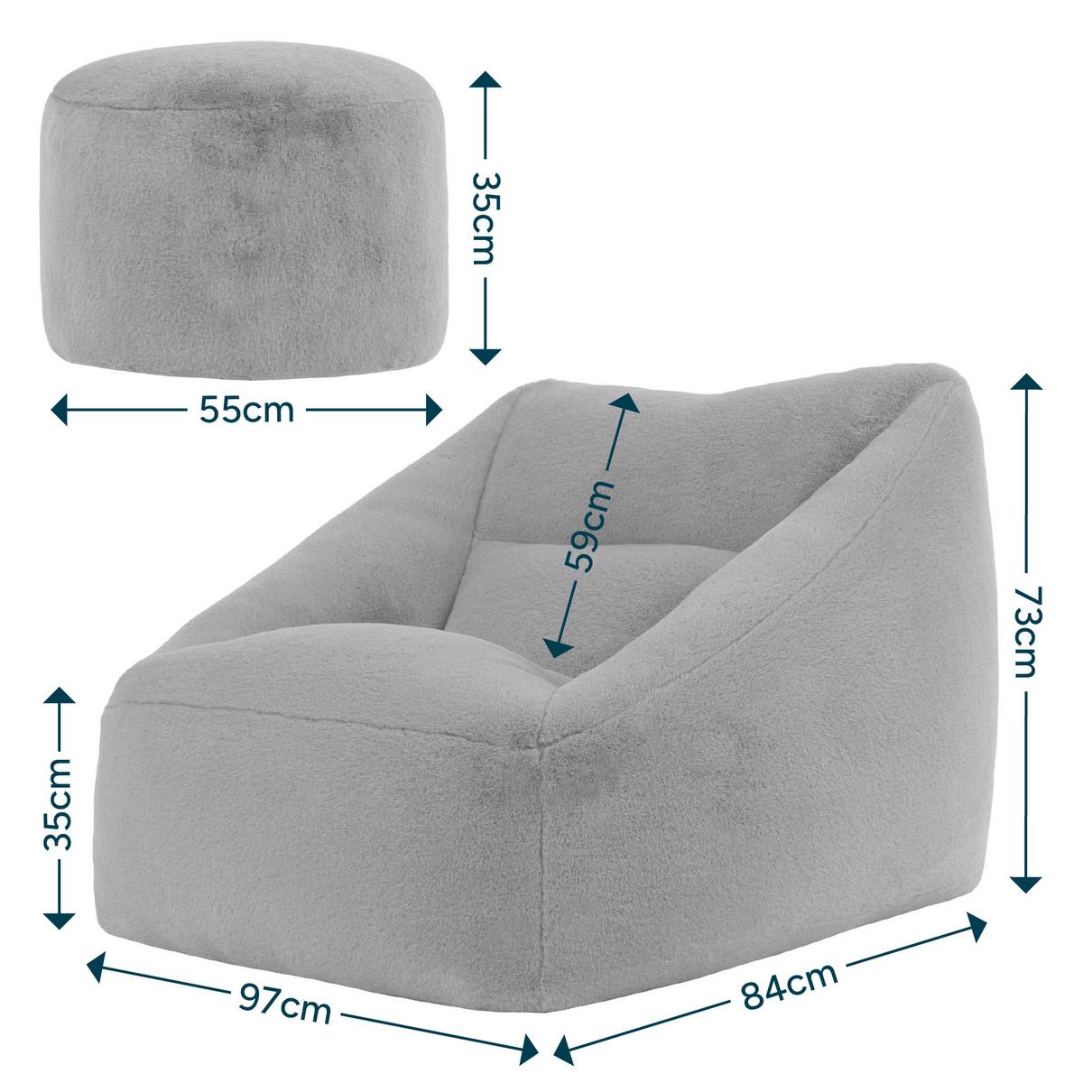SITZSACK Sessel mit Sitzpouf Natalia - Mokka, Textil (97/73/84cm) - icon