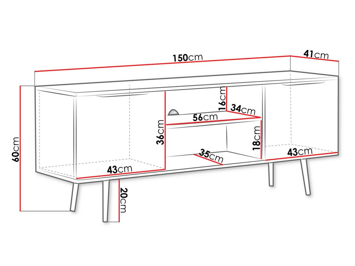 TV-LOWBOARD Pinelli PE04 - Schwarz/Braun, Holzwerkstoff/Metall (150/60/41cm) - MIRJAN24