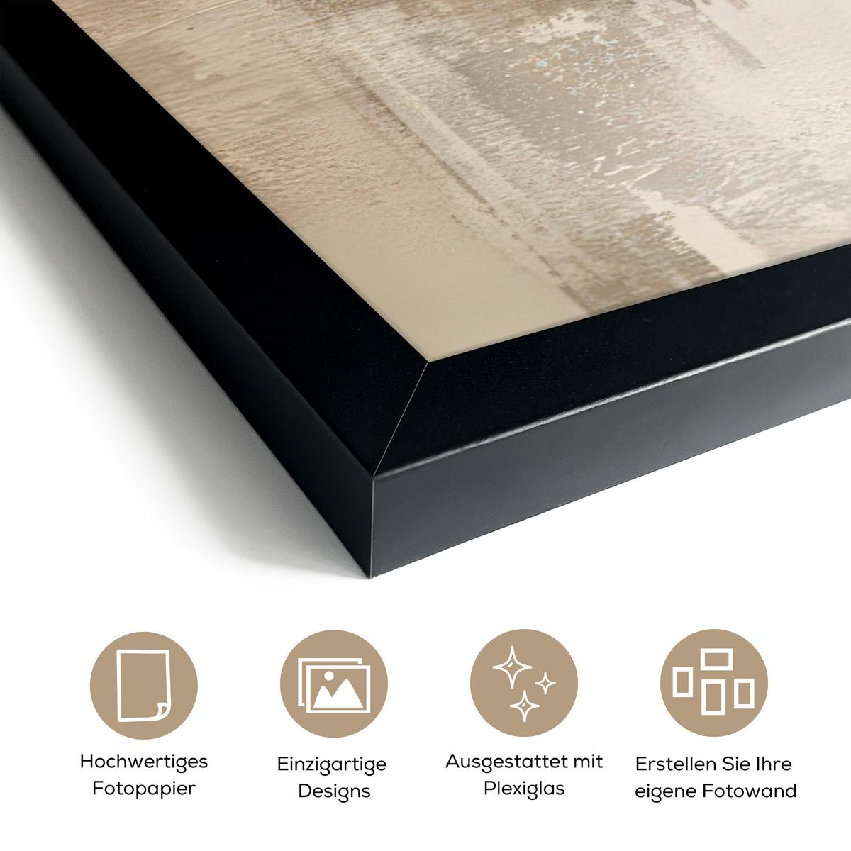 POSTER MIT RAHMENGERAHMTES BILD Moderne Kunst - Abstrakt - Beige 60x40 cm - Beige, Papier (60/40cm) - MuchoWow
