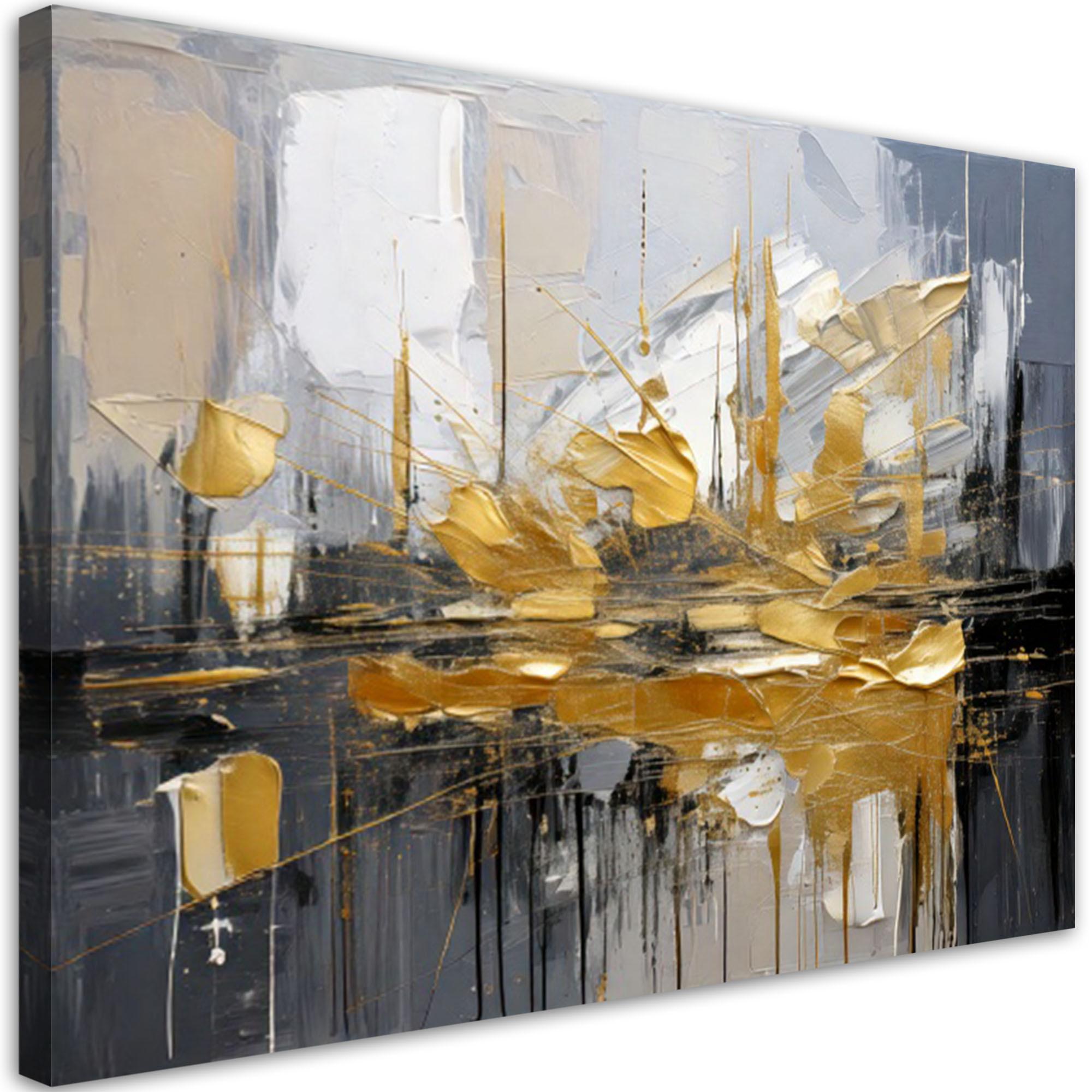 LEINWANDBILD Abstraktion 120x80cm - Goldfarben, Textil (120/80cm) - Feeby