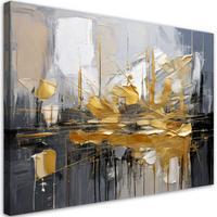 LEINWANDBILD Abstraktion 100x70cm - Goldfarben, Textil (100/70cm) - Feeby