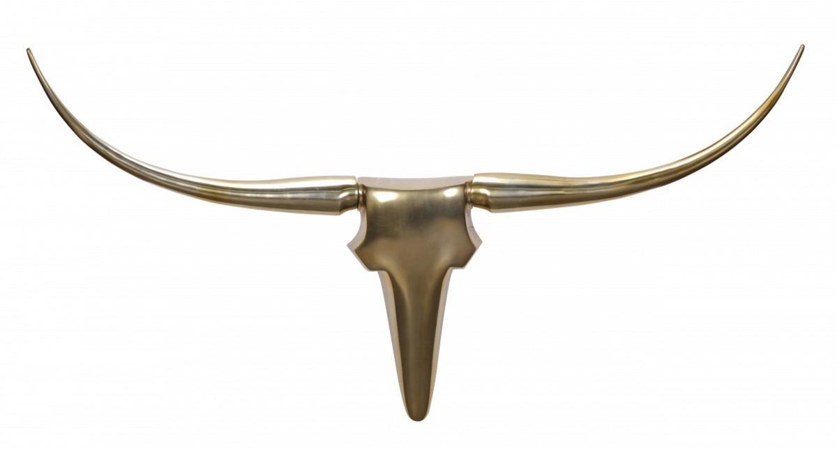 WANDDEKO Bull Geweih aus Aluminium 125 cm Breite, Gold 125x10x60 cm - Goldfarben, Metall (125/60/10cm) - KADIMA DESIGN
