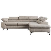 ECKSOFA PETER L Beige Struktur - Rechts Seite - Beige/Schwarz, Textil/Metall (273/208cm) - MKS