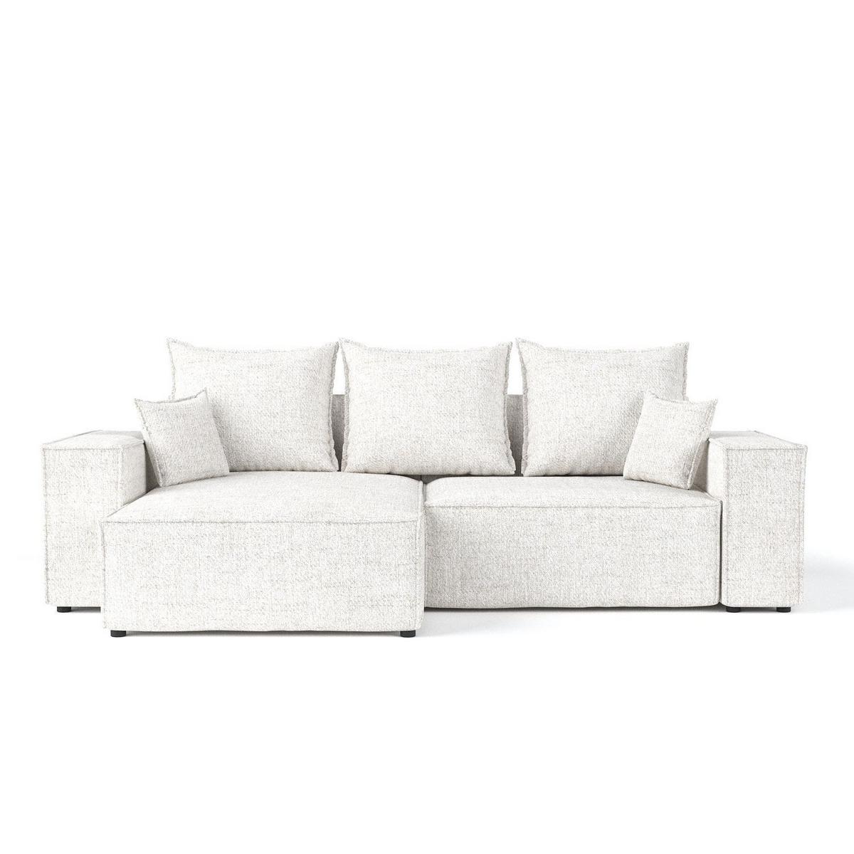 ECKSOFA SENSO mit Schlaffunktion Creme im Neve Stoff - Creme/Schwarz, Holz/Holzwerkstoff (255/148cm) - AltaBeds
