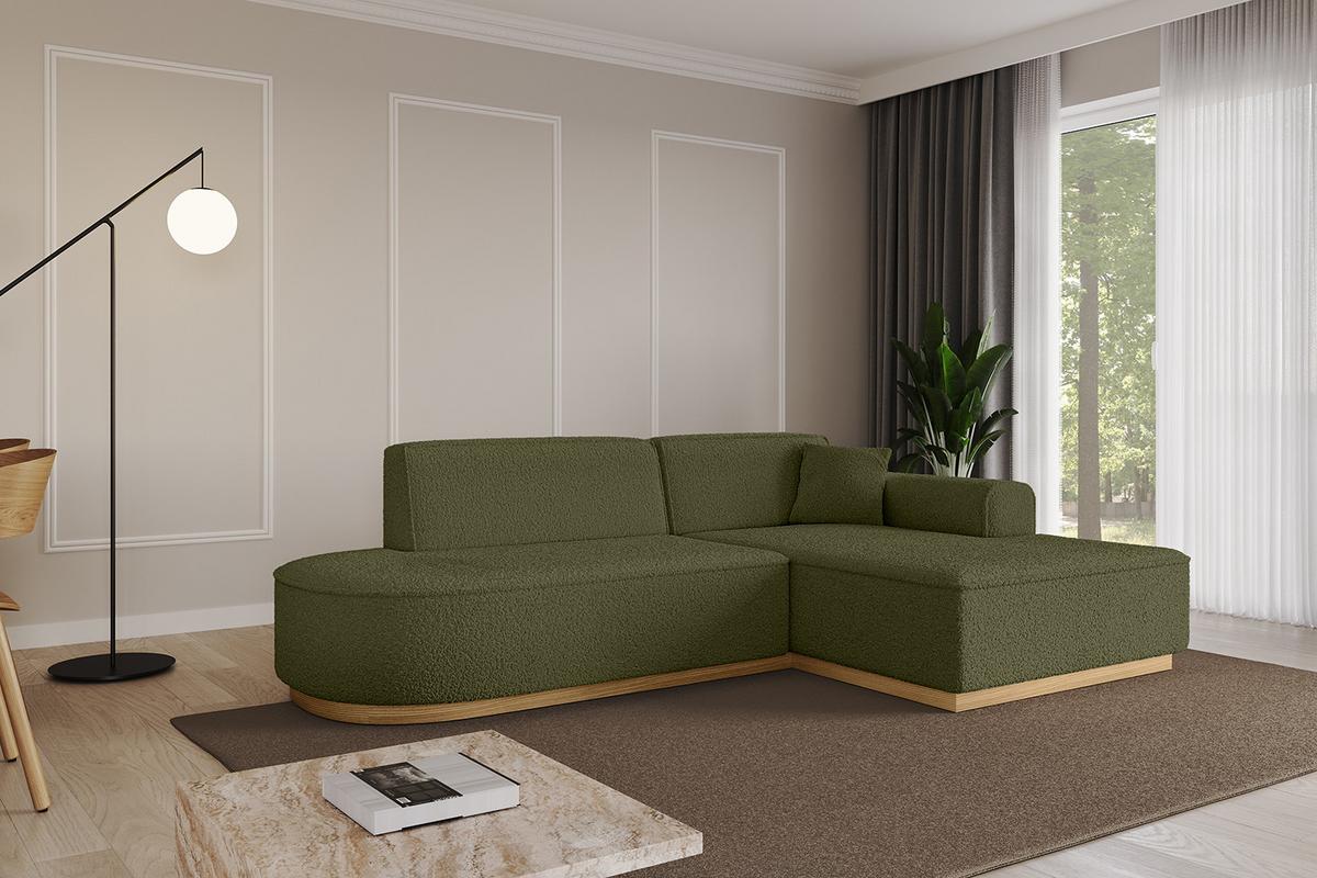 ECKSOFA Ottomane Rechts IREA-L1-v2 - 232x165x80 cm Grün - Platinfarben, Holzwerkstoff/Textil (232/165cm) - ALTDECOR