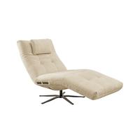 RELAXLIEGE LETICIA Beige Flachgewebe Relaxfunktion, Drehbar (360°) - Beige/Schwarz, Textil/Metall (82/115/156cm) - KAWOLA
