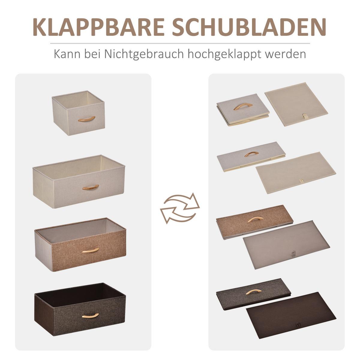 KOMMODE, Sideboard mit 5 Faltbaren Stoff-Schubladen, Braun - Braun, Textil (29/99/58cm) - HOMCOM