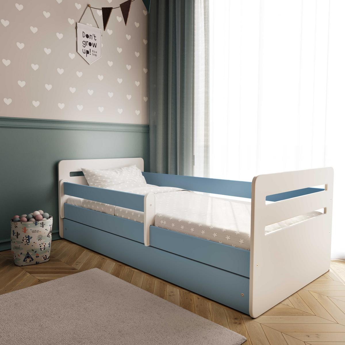KINDERBETT Tomi mit Schublade ohne Matratze Blau 90/65/144 - Blau, Holzwerkstoff (80/140cm) - RAUMHIRSCH FURNITURE