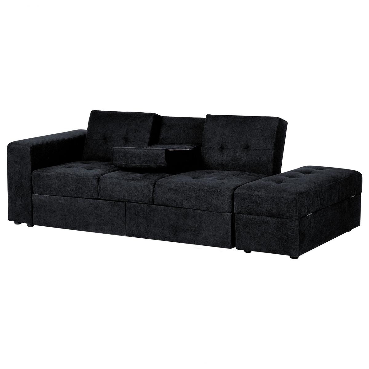 3-SITZER-SCHLAFSOFA Polsterbezug Schwarz Falster - Schwarz, Textil (210/75/94cm) - Beliani