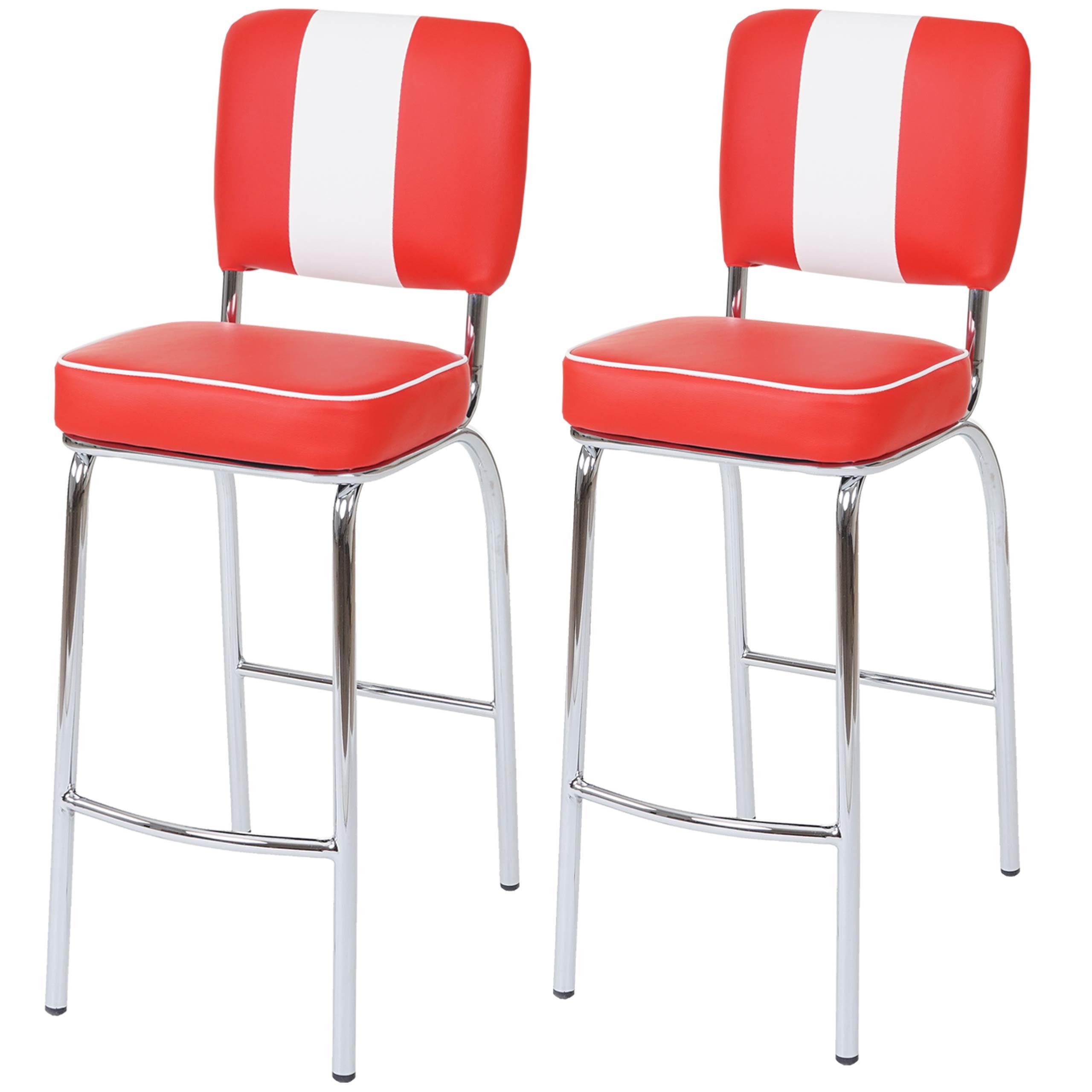BARHOCKER Rot, Weiß 2er-Set - Rot/Weiß, Textil (34/107/46cm) - MCW