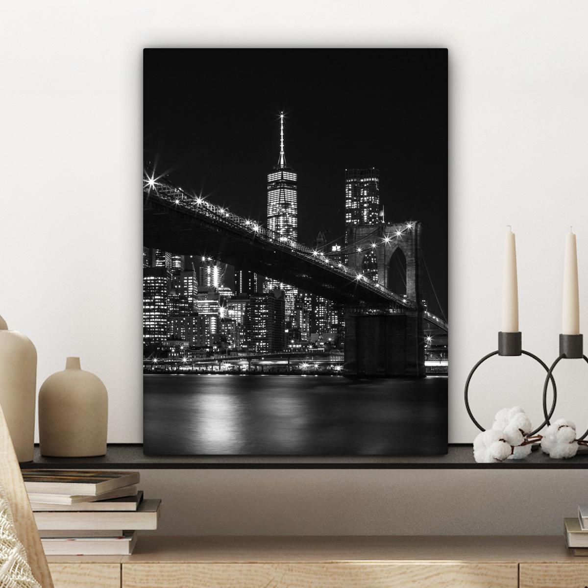 LEINWANDBILD New York - Brooklyn - Brücke Room Decor 30x40 cm - Schwarz, Textil (30/40cm) - MuchoWow