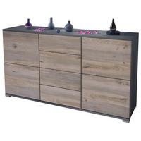 SIDEBOARD Rova Eiche Nordic - Silbereichenfarben, Holzwerkstoff (138.5/75.5/35cm) - Vladon