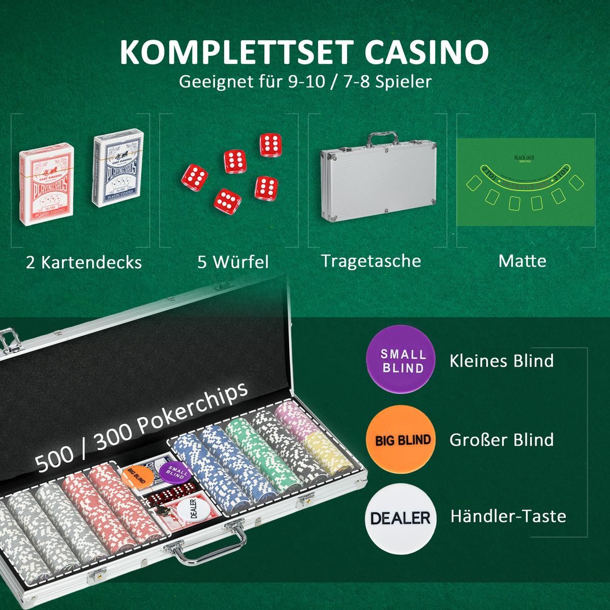 POKERKOFFER-SET Aluminium PS-Kunststoff Silber - Silberfarben, Metall (23.5/56cm) - SPORTNOW