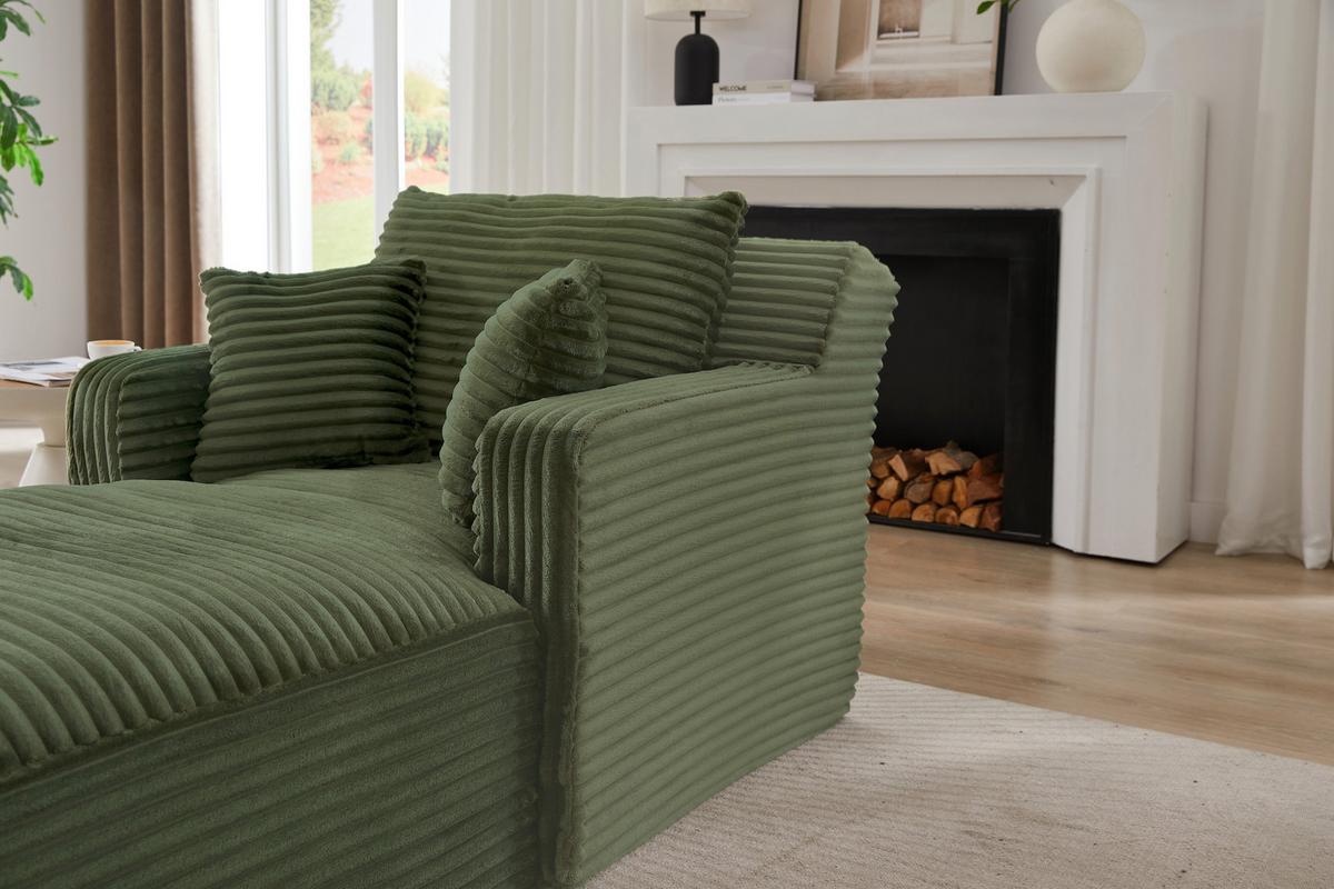 RELAXSESSEL aus Cord Modulare Chaiselongue & ohne Montage - Grün, Textil (32.99/127/32.99cm) - Urban Meuble