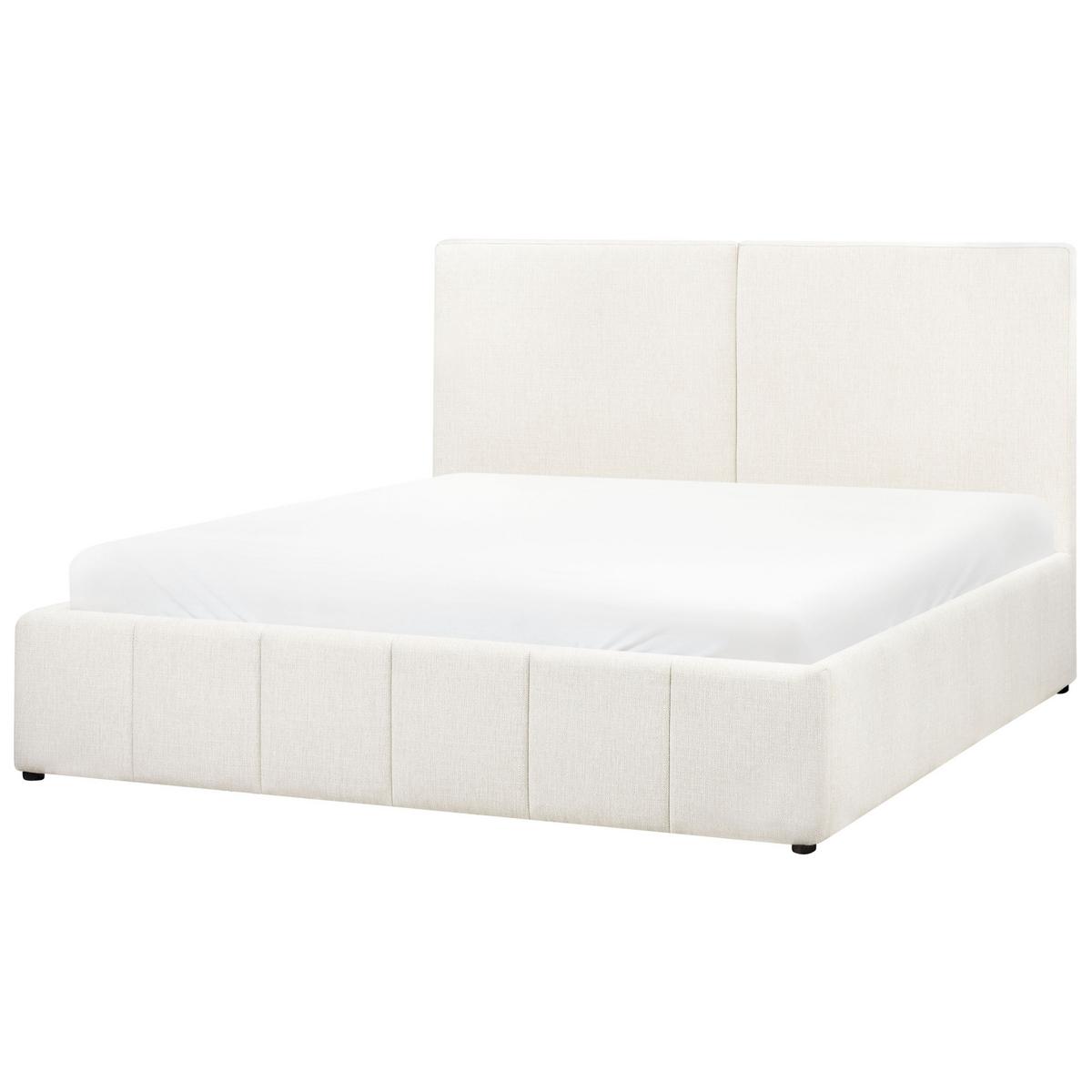 BETT mit Stauraum 180/200 cm Stoff Cremeweiß Castelnavet - Creme, Textil (180/200cm) - Beliani