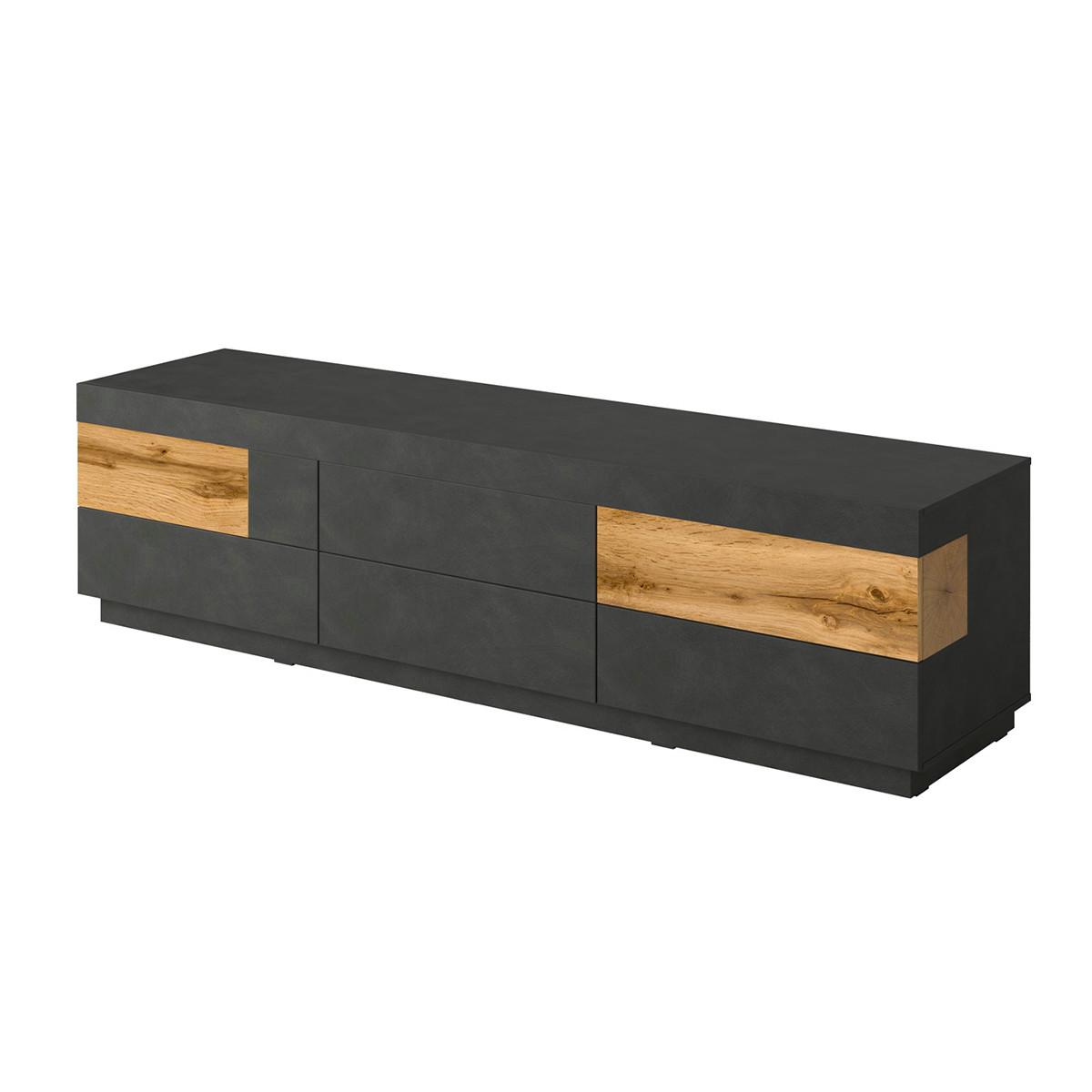 TV-MÖBEL Andrea Anthrazitgrau und Holz - Grau, Holzwerkstoff (206/54/50cm) - Petits-meubles