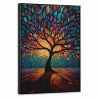 LEINWAND Bilder mit Rahmen - Mosaik - Bunt - Baum - Äste - 60x80 - Multicolor, Textil (60/80cm) - MuchoWow