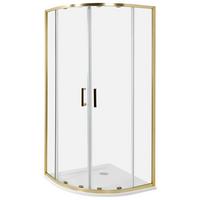 DUSCHKABINE 90/90/185 cm Gold Jukatan - Transparent/Goldfarben, Glas (90/90/185cm) - Beliani