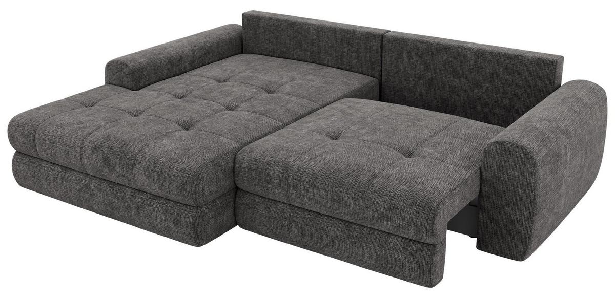 ECKSOFA ARELIA L - Dunkelgrau Schenille grob gewebt - Rechts Seite - Dunkelgrau/Schwarz, Kunststoff/Textil (205/292cm) - MKS