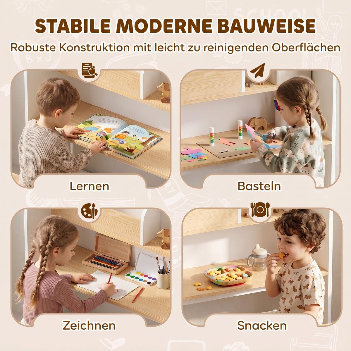 KINDERTISCH-MIT-STUHL 2er Set MDF Weiß - Weiß, Holzwerkstoff (29/80/80cm) - AIYAPLAY