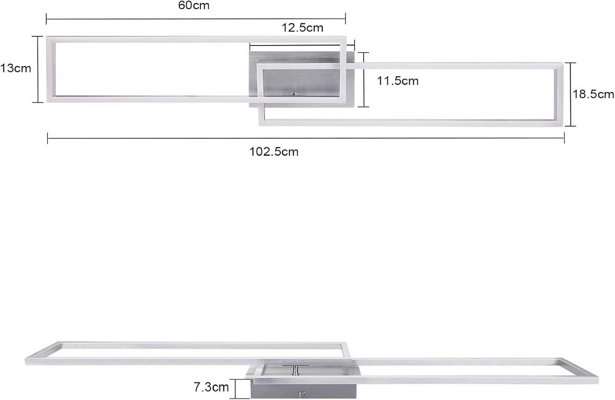 LED-DECKENLEUCHTE Schildhainbach 18.5/7.3/102.0 cm - Silberfarben, Metall (102/18.5/7.3cm) - ZMH
