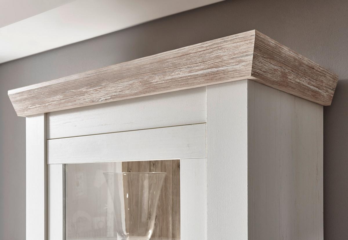 KOMMODE Pinie weiß, Oslo Pinie Landhaus, 71 x 146 cm - Anthrazit/Weiß, Holzwerkstoff/Metall (71/146/37cm) - Furn.Design