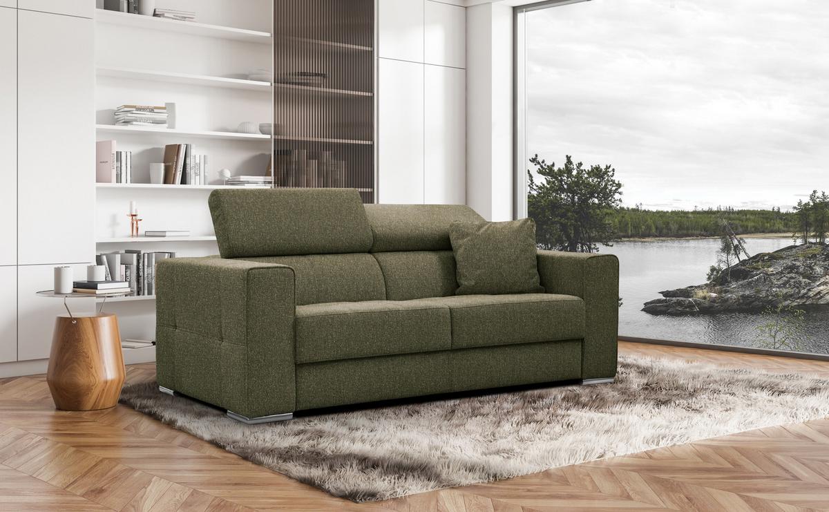 SOFA QUARTZ 3-Sitzer, olivgrün - Olivgrün, Holzwerkstoff/Textil (202/80/102cm) - Wozimo