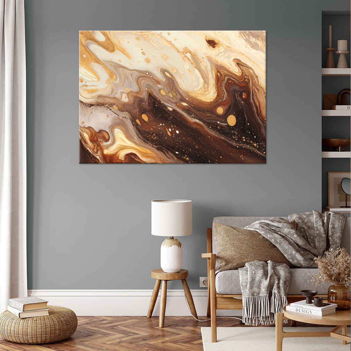 WANDBILD beige abstraktion mit gold - Beige, Textil (60/40cm) - Feeby