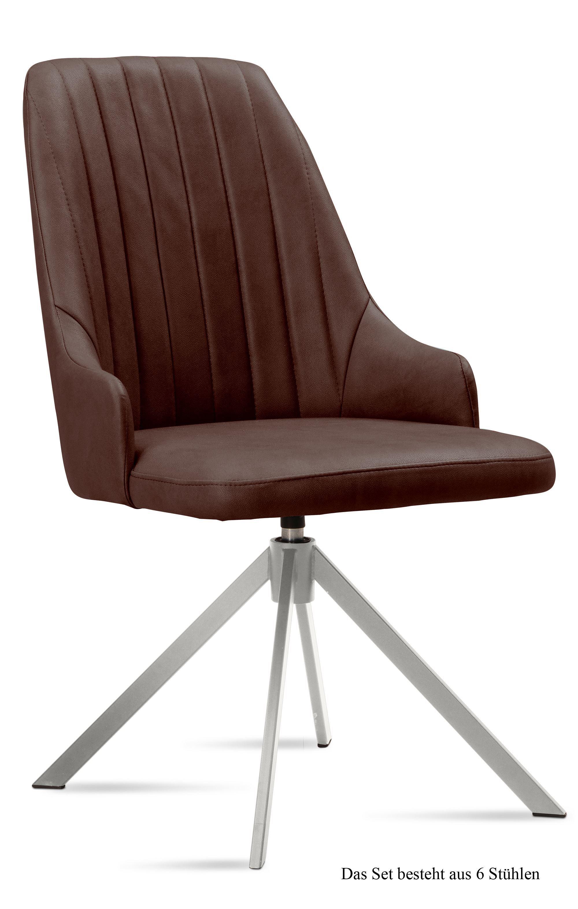 ESSZIMMERSTUHL drehbar (6er-Set) Davorka 52x91x60 Edelstahl/Braun - Edelstahlfarben/Braun, Kunststoff (60/91/52cm) - 58aufmkessel