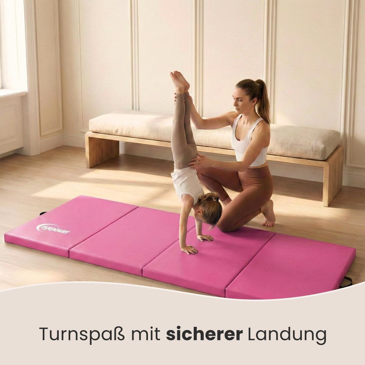 GYMNASTIKMATTE zum Wenden - 180/60/5 cm Faltbare Turnmatte - Pink, Kunststoff (60/180cm) - eyepower
