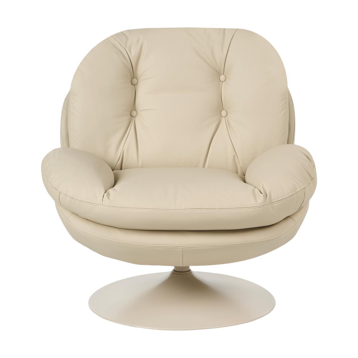 DREHSESSEL Kunstleder Beige Nolvik - Beige, Textil/Metall (82/82/85cm) - Beliani