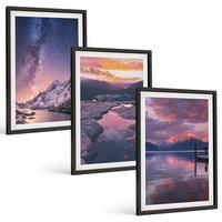 BILDER SET 3er Set - 40x60 cm Schwarzer Rahmen - Berge, Wasser, wunderschöne Landschaften - Schwarz, Kunststoff (40/60cm) - TULUP