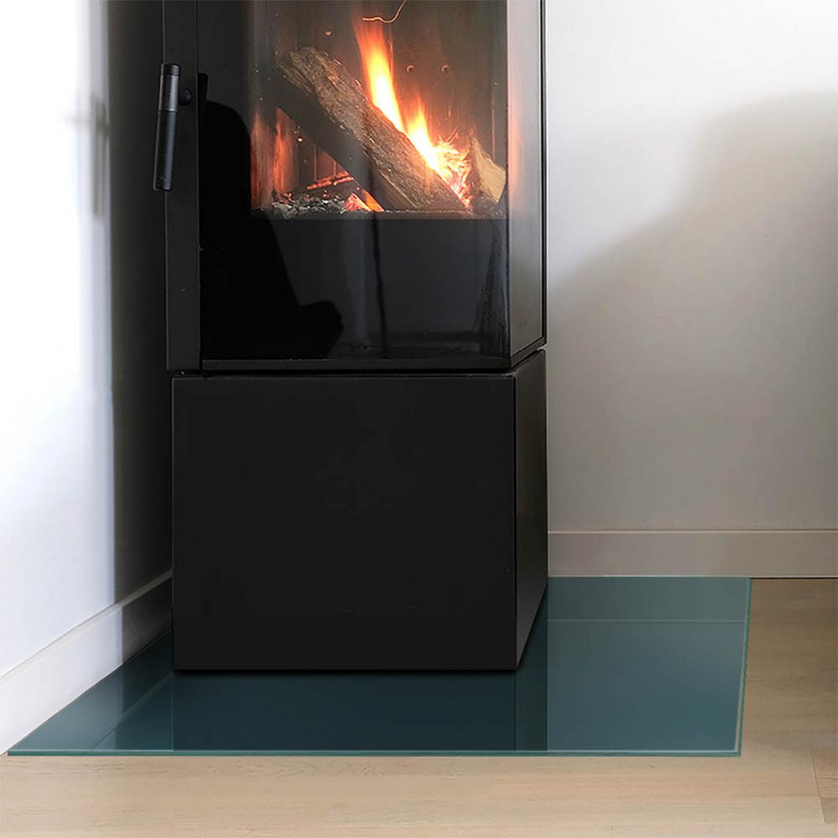 GLASPLATTE für Kamin 60x60 cm - Türkis, Glas (60/60/0.4cm) - TULUP