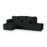 ECKSOFA LUMARI L-S Grün Plüsch-Stoff mit Schlaffunktion - Grün, Holz (262/143cm) - MASSENO