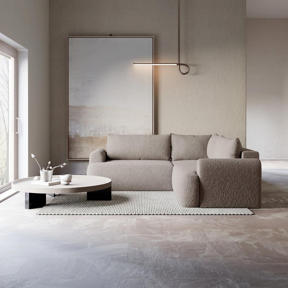 ECKSCHLAFSOFA Ovo DUNKELBEIGER STOFF universell MIT BETTKASTEN - Schwarz/Cappuccino, Kunststoff/Textil (245/245cm) - Selsey