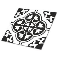 FLIESENAUFKLEBER 9 Stück 30x30 cm selbstklebend Blumenornament - Schwarz, Textil (30/1.6/30cm) - TULUP